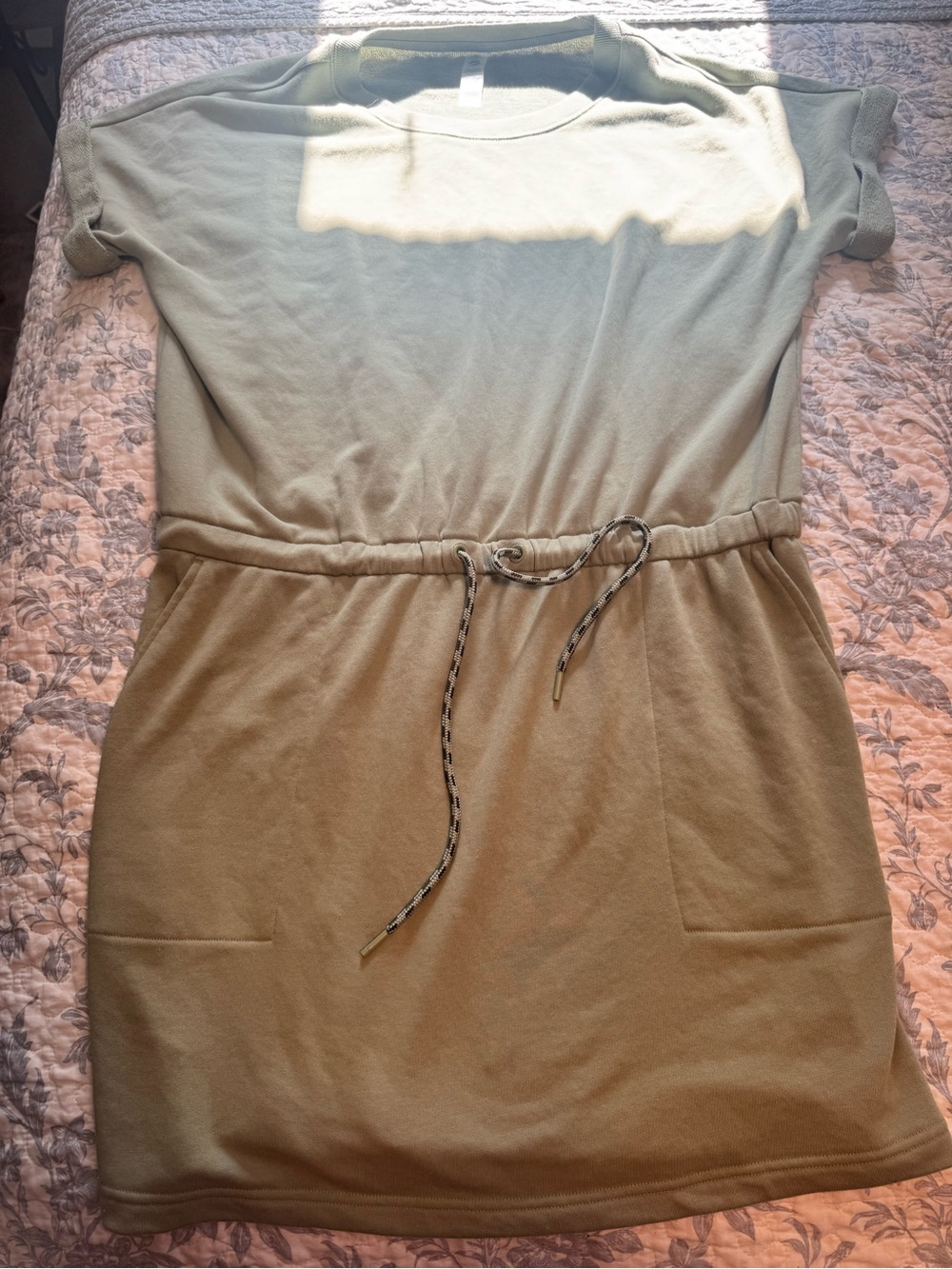 Loft Fashion Olive Green Drawstring T-Shirt Dress